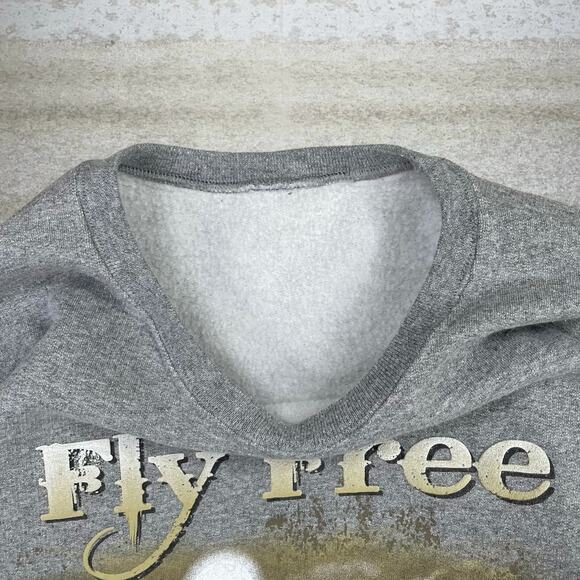 Vintage Y2K Nature Sweatshirt Mens XL Grey American Bald Eagle Cotton Crewneck - Picture 3 of 3